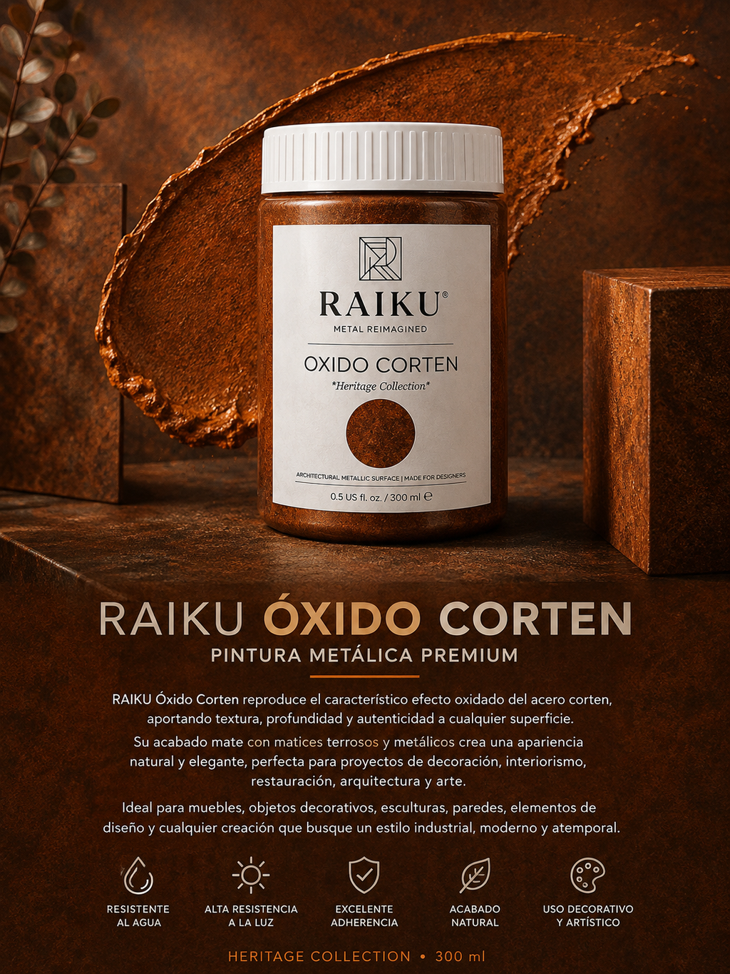 RAIKU Óxido Corten | Pintura Oxido Acero Corten Premium