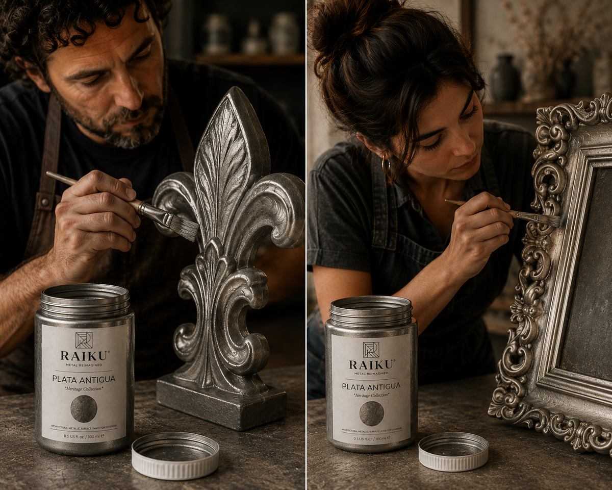 RAIKU Plata Antigua | Pintura Metálica Premium